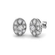 Lab & Natural Diamond Vintage Round Cut Stud Earrings in 10K/14K gold and platinum with certified lab-grown or natural diamonds