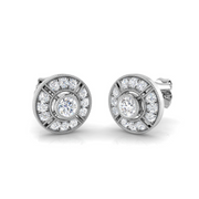 Elegant Vintage Round Diamond Stud Earrings in 10K/14K gold and platinum with certified lab-grown or natural diamonds