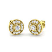 Elegant Vintage Round Diamond Stud Earrings in 10K/14K gold and platinum with certified lab-grown or natural diamonds