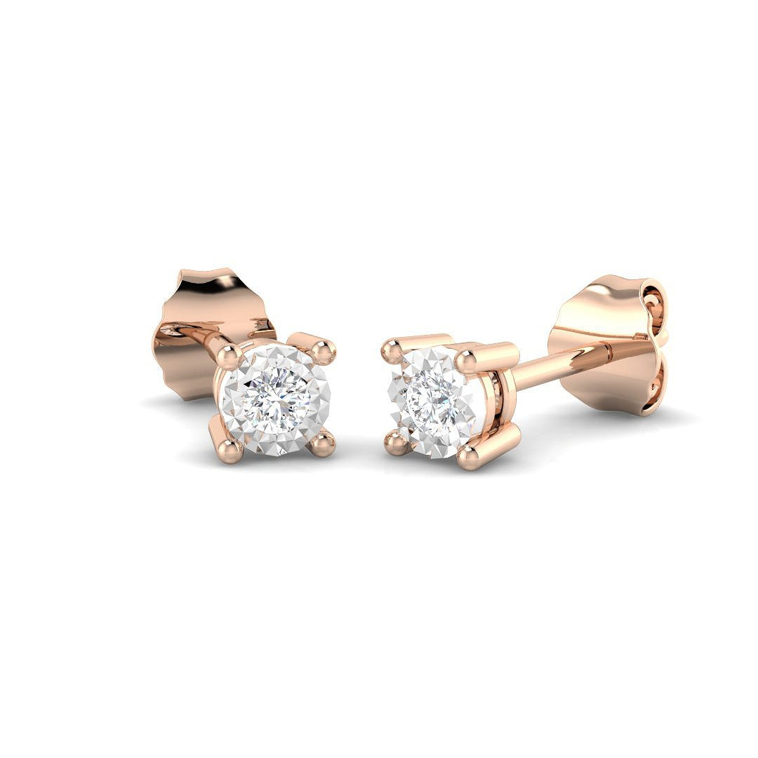 Stud Earrings with Round Cut Diamond Solitaire - 0.1ct to 0.5ct in 10K/14K gold and platinum with certified lab-grown or natural diamonds