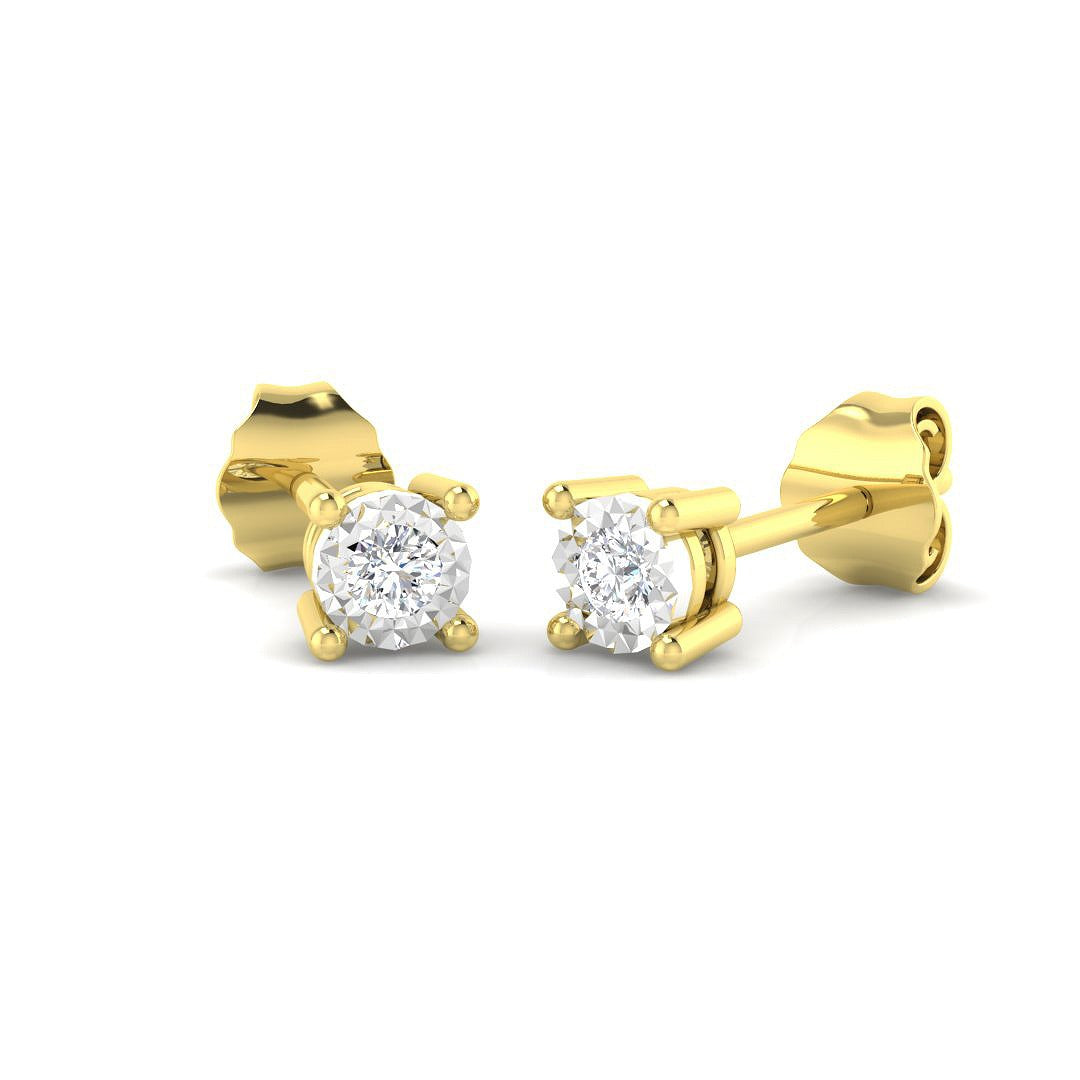 Stud Earrings with Round Cut Diamond Solitaire - 0.1ct to 0.5ct in 10K/14K gold and platinum with certified lab-grown or natural diamonds
