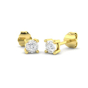 Stud Earrings with Round Cut Diamond Solitaire - 0.1ct to 0.5ct in 10K/14K gold and platinum with certified lab-grown or natural diamonds