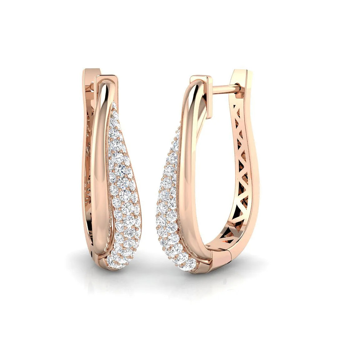 0.75 Carat Natural/Lab-Grown Round Diamond Hoop Earring in Gold - UK Hallmarked in 10K/14K gold and platinum with certified lab-grown or natural diamonds
