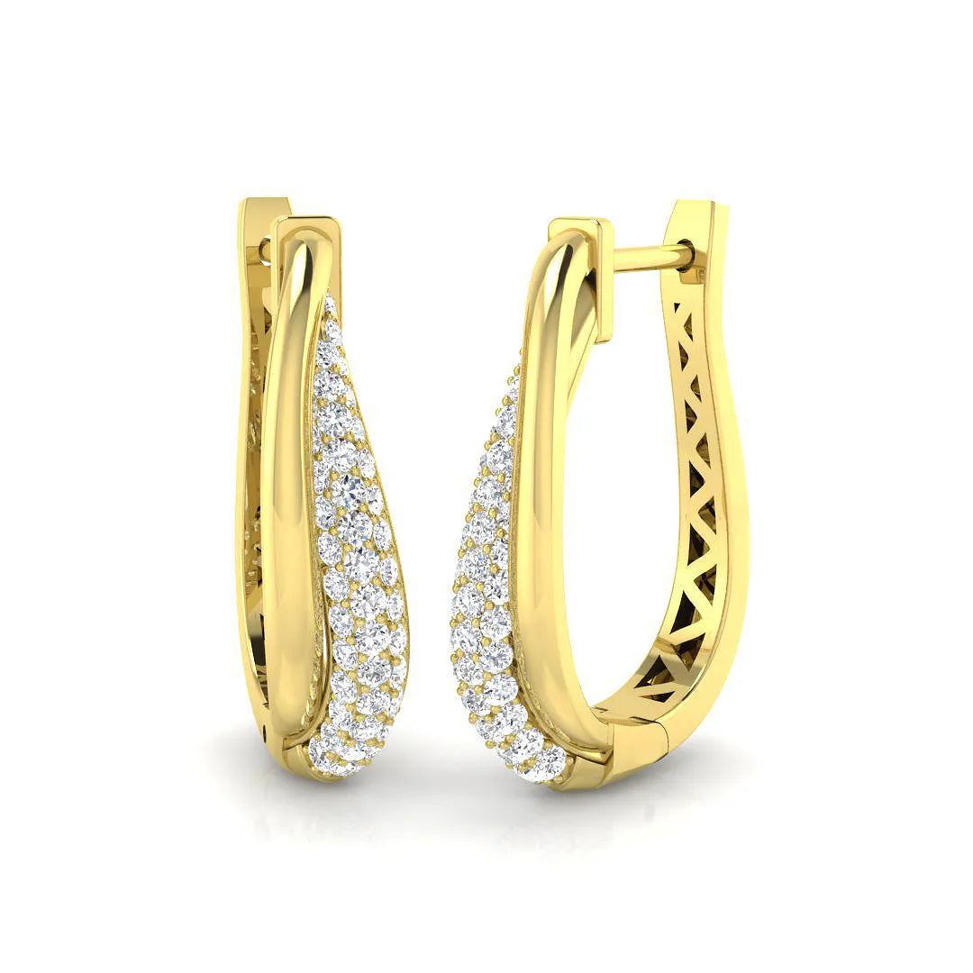 0.75 Carat Natural/Lab-Grown Round Diamond Hoop Earring in Gold - UK Hallmarked in 10K/14K gold and platinum with certified lab-grown or natural diamonds
