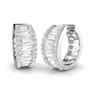 Hoop Earrings - Baguette And Round Diamond Elegance in 10K/14K gold and platinum with certified lab-grown or natural diamonds