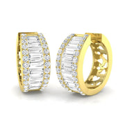Hoop Earrings - Baguette And Round Diamond Elegance in 10K/14K gold and platinum with certified lab-grown or natural diamonds