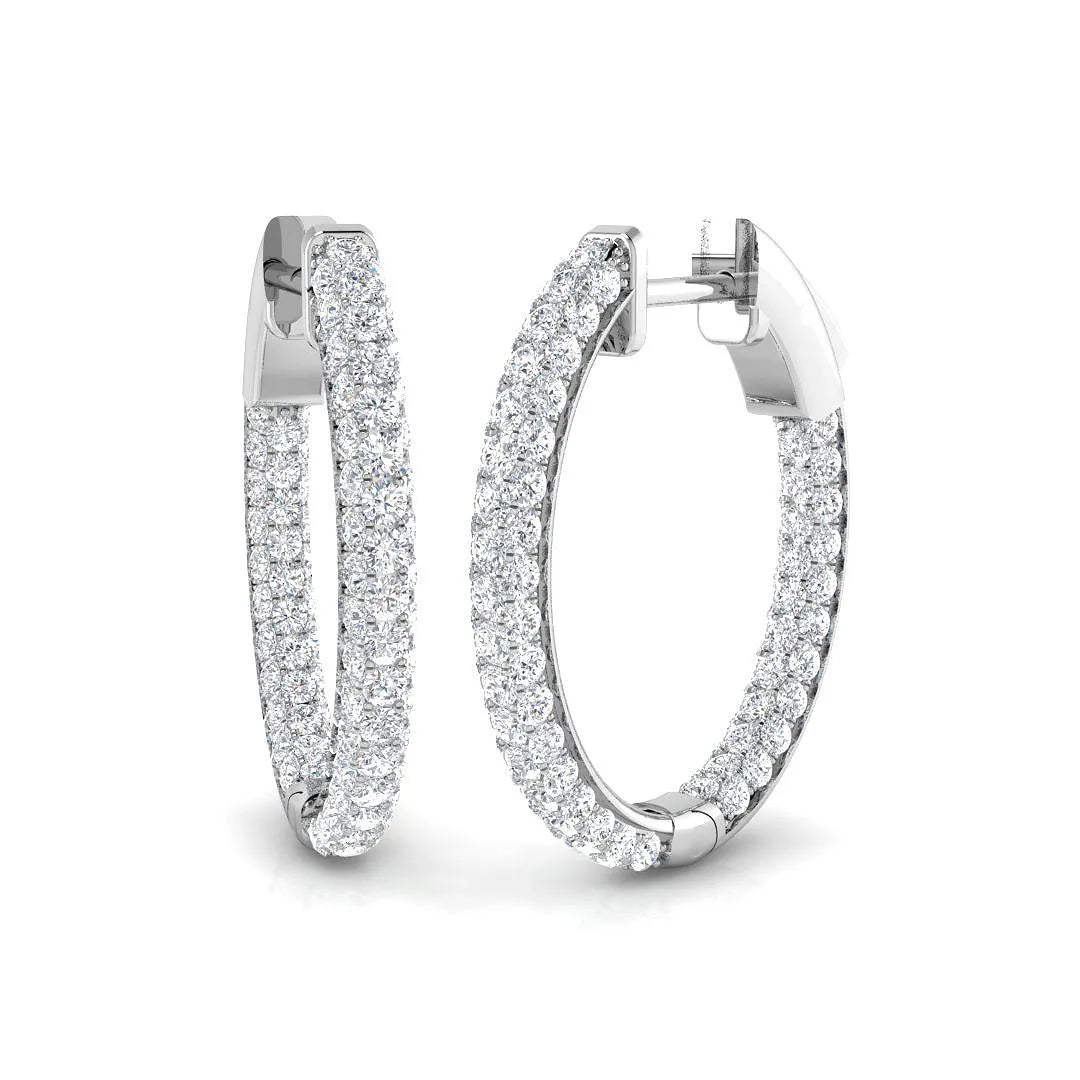 Hoop Earrings - 1.75 Carat Pavé Set Brilliance in 10K/14K gold and platinum with certified lab-grown or natural diamonds
