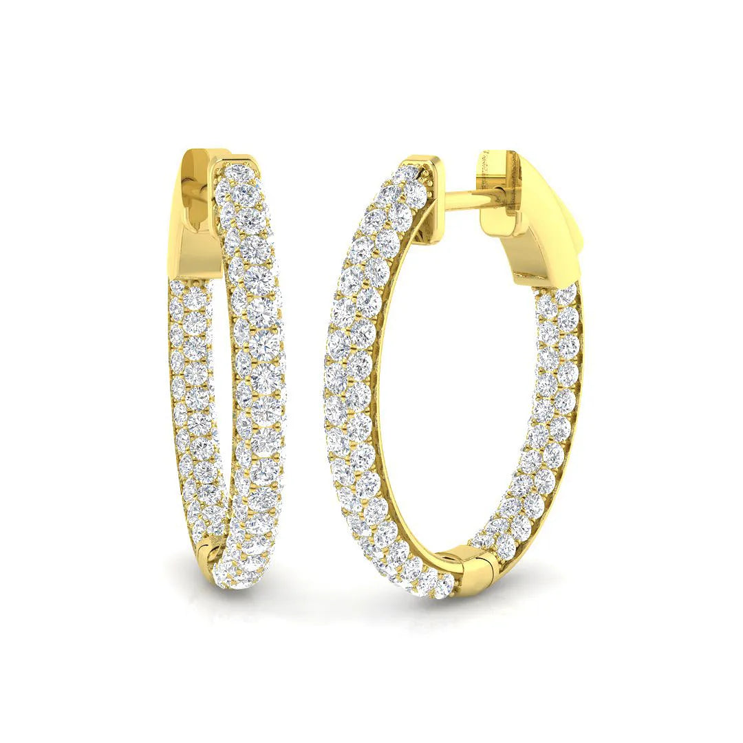 Hoop Earrings - 1.75 Carat Pavé Set Brilliance in 10K/14K gold and platinum with certified lab-grown or natural diamonds