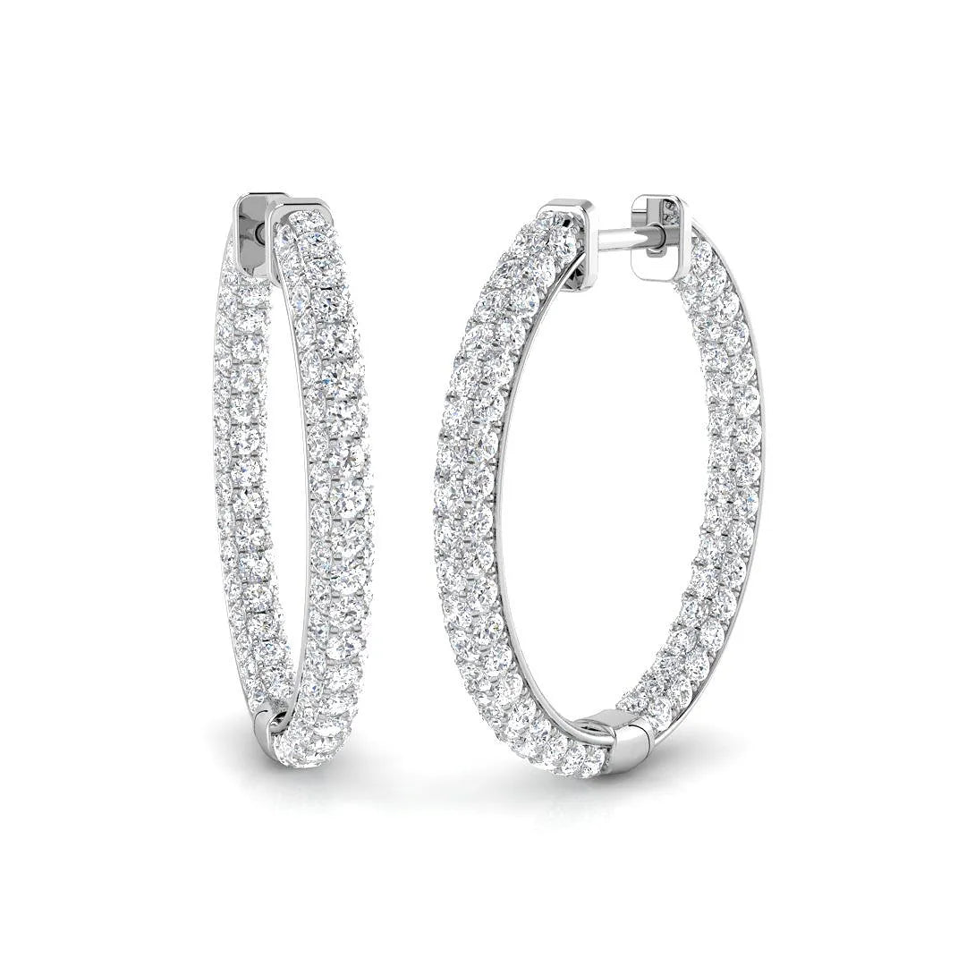Hoop Earrings - 2.50ct Round Diamond in 10K/14K gold and platinum with certified lab-grown or natural diamonds