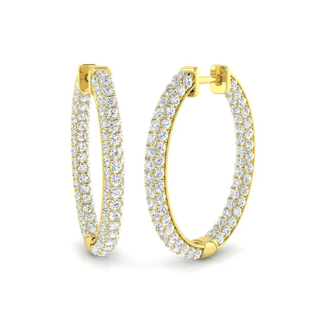 Hoop Earrings - 2.50ct Round Diamond in 10K/14K gold and platinum with certified lab-grown or natural diamonds