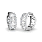 Hoop Earrings with Triple Row Mixed Diamonds - 1.5ct to 2.5ct in 10K/14K gold and platinum with certified lab-grown or natural diamonds