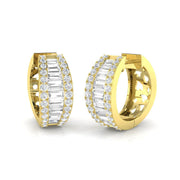 Hoop Earrings with Triple Row Mixed Diamonds - 1.5ct to 2.5ct in 10K/14K gold and platinum with certified lab-grown or natural diamonds