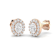 Stud Earrings with Lab Grown Oval Cut and Halo - 3.00ct in 10K/14K gold and platinum with certified lab-grown or natural diamonds