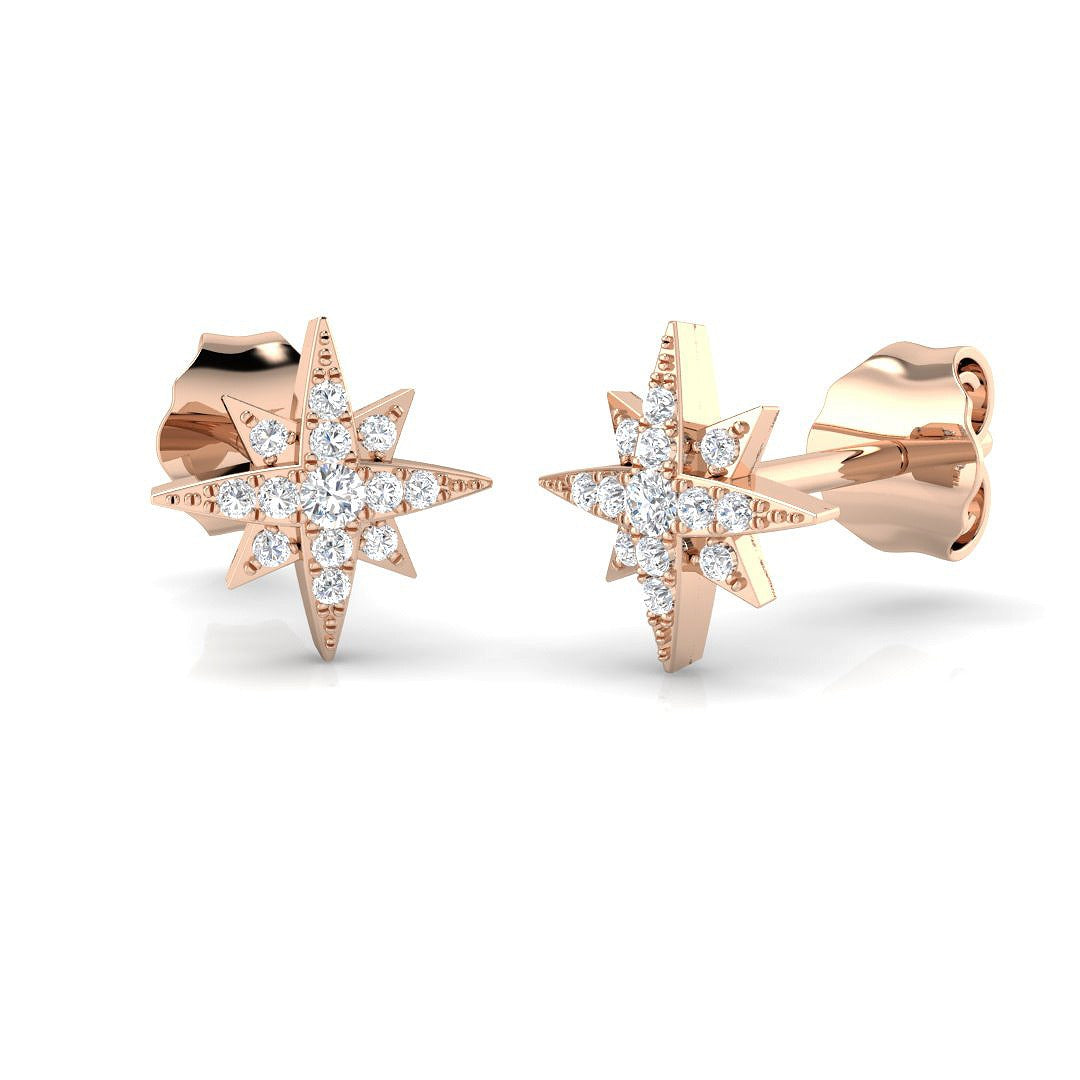 Best 0.10Ct Diamond North Star Stud Earrings in Perfect Gift in 10K/14K gold and platinum with certified lab-grown or natural diamonds
