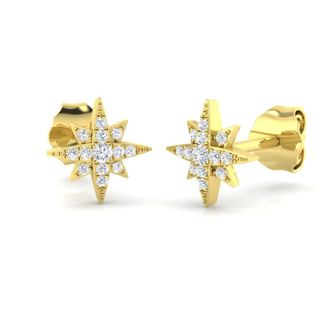 Best 0.10Ct Diamond North Star Stud Earrings in Perfect Gift in 10K/14K gold and platinum with certified lab-grown or natural diamonds
