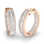 Hoop Earrings - 2.5ct To 3.5ct Baguette And Round Diamond in 10K/14K gold and platinum with certified lab-grown or natural diamonds