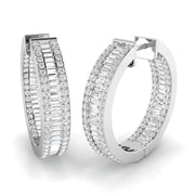 Hoop Earrings - 2.5ct To 3.5ct Baguette And Round Diamond in 10K/14K gold and platinum with certified lab-grown or natural diamonds