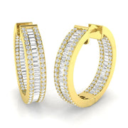 Hoop Earrings - 2.5ct To 3.5ct Baguette And Round Diamond in 10K/14K gold and platinum with certified lab-grown or natural diamonds
