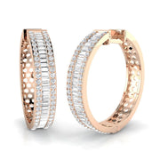 Hoop Earrings - 2.50ct Baguette And Round Diamond in 10K/14K gold and platinum with certified lab-grown or natural diamonds