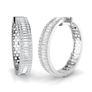 Hoop Earrings - 2.50ct Baguette And Round Diamond in 10K/14K gold and platinum with certified lab-grown or natural diamonds