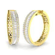 Hoop Earrings - 2.50ct Baguette And Round Diamond in 10K/14K gold and platinum with certified lab-grown or natural diamonds