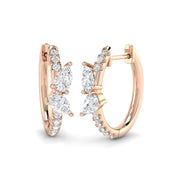 Round & Pear Diamond Hoop Earrings 1 Ct in 10K/14K gold and platinum with certified lab-grown or natural diamonds