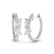Round & Pear Diamond Hoop Earrings 1 Ct in 10K/14K gold and platinum with certified lab-grown or natural diamonds