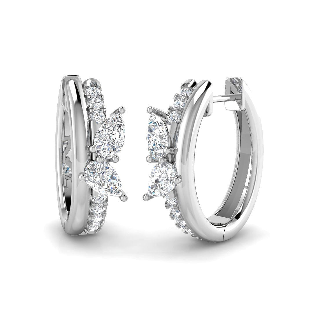 1.0Ct Butterfly Hoop Diamond Earrings in in 10K/14K gold and platinum with certified lab-grown or natural diamonds