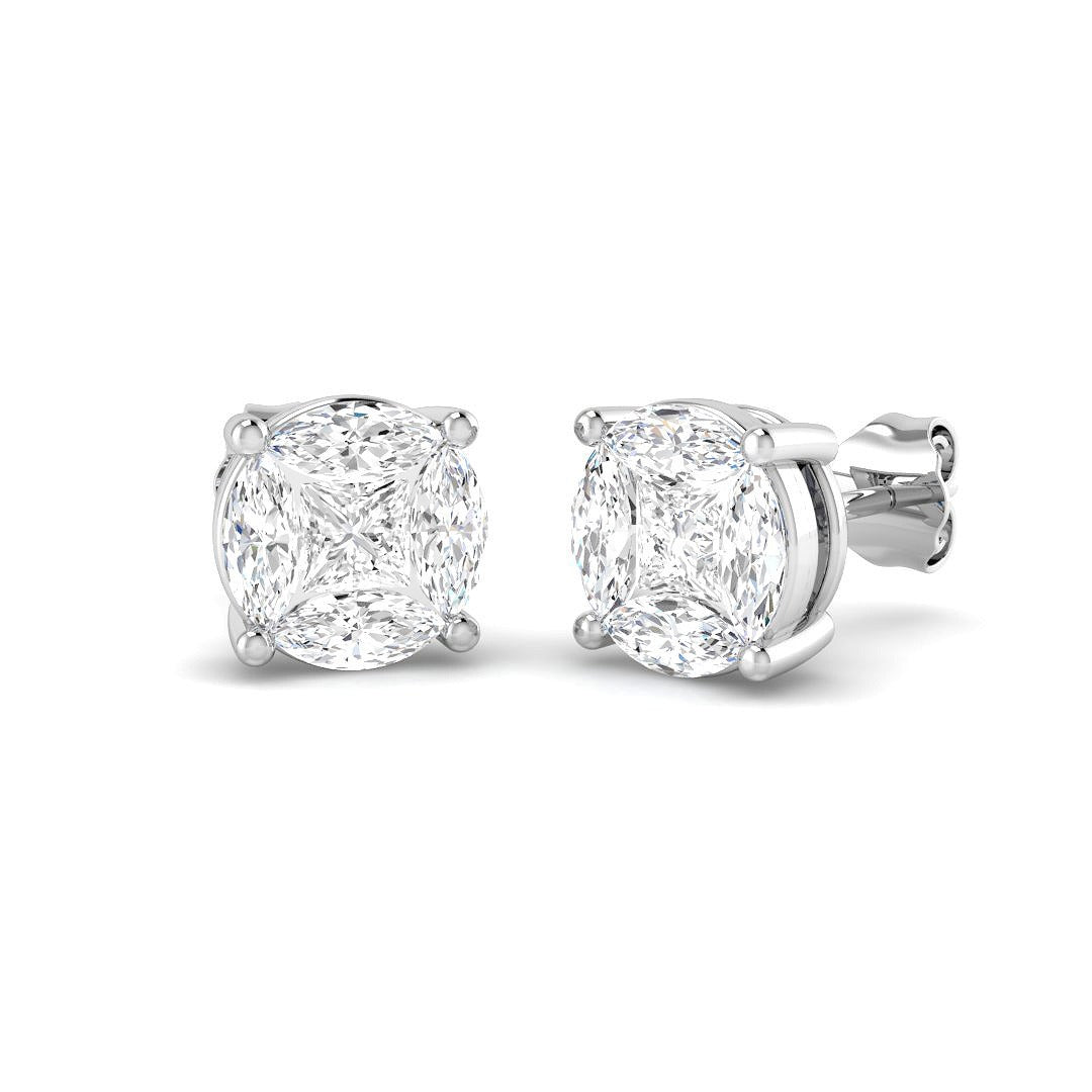 Princess & Marquise Diamond Stud Earrings in 10K/14K gold and platinum with certified lab-grown or natural diamonds