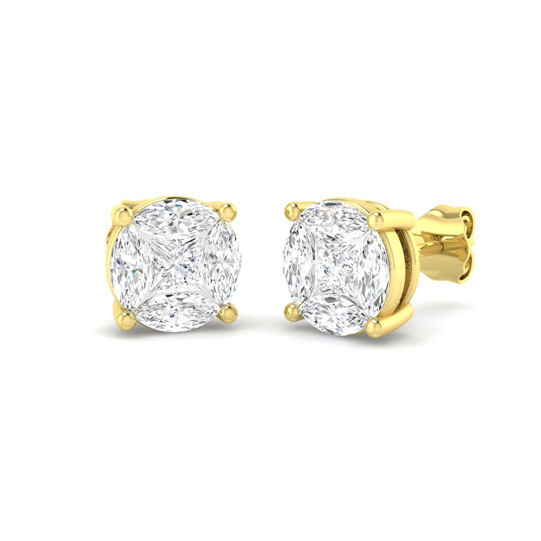 Princess & Marquise Diamond Stud Earrings in 10K/14K gold and platinum with certified lab-grown or natural diamonds