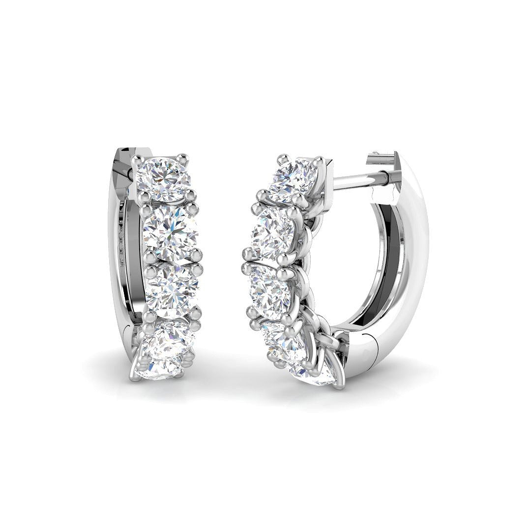 Hoop Earrings 1 Ct Classic Round Diamond in 10K/14K gold and platinum with certified lab-grown or natural diamonds