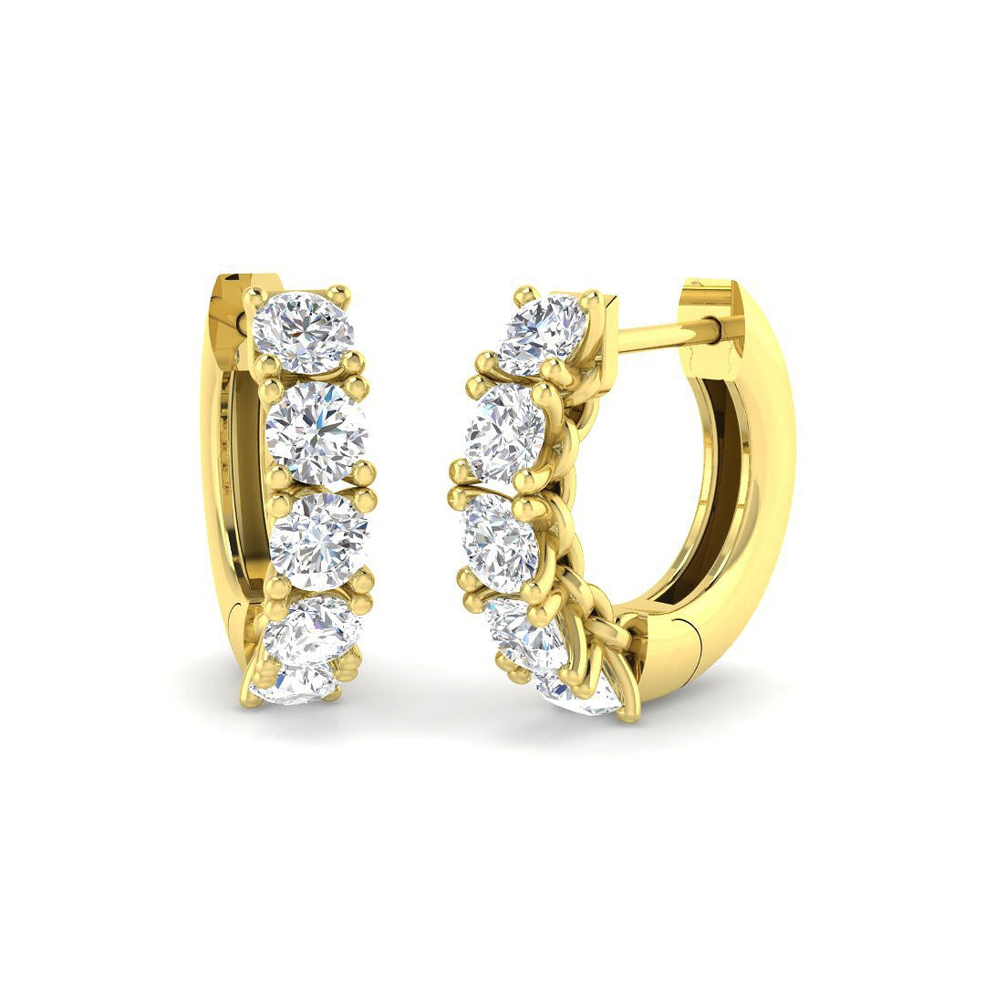 Hoop Earrings 1 Ct Classic Round Diamond in 10K/14K gold and platinum with certified lab-grown or natural diamonds