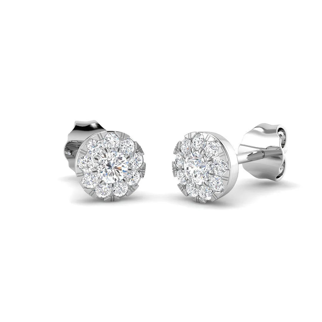 0.30 Ct DE/VVS Lab Grown Round Cut Diamond Halo Earring in 10K/14K gold and platinum with certified lab-grown or natural diamonds