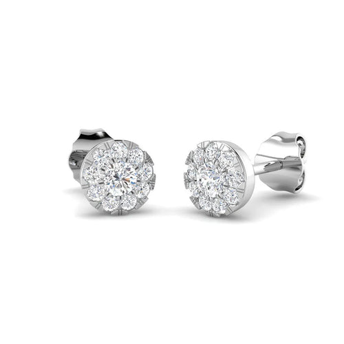 0.30 Ct DE/VVS Lab Grown Round Cut Diamond Halo Earring in 10K/14K gold and platinum with certified lab-grown or natural diamonds