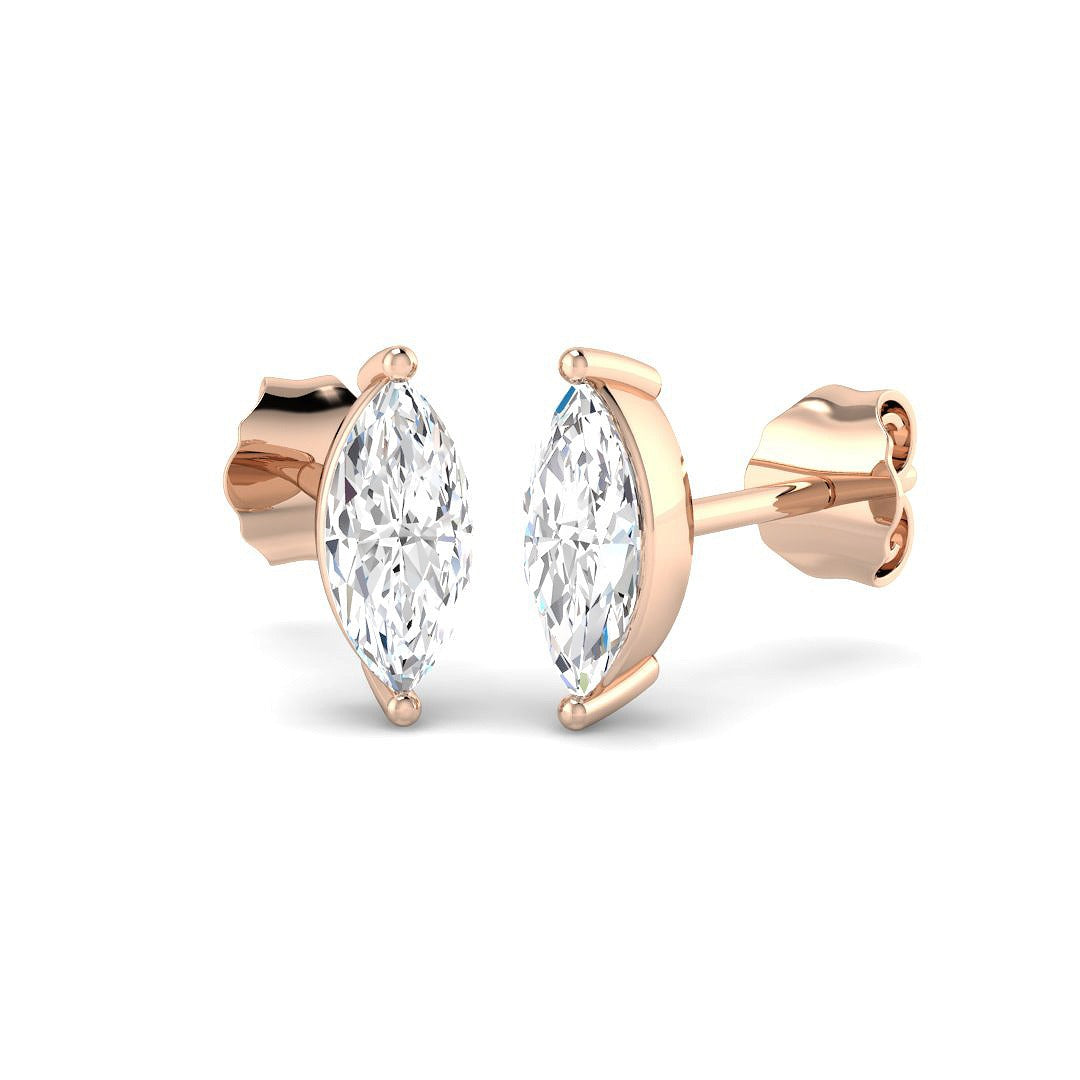 Stud Earrings with Marquise Cut Diamond Solitaire - 0.5ct in 10K/14K gold and platinum with certified lab-grown or natural diamonds