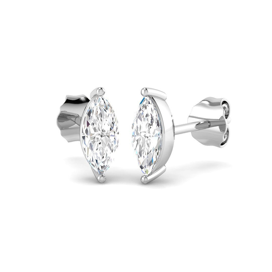 Stud Earrings with Marquise Cut Diamond Solitaire - 0.5ct in 10K/14K gold and platinum with certified lab-grown or natural diamonds