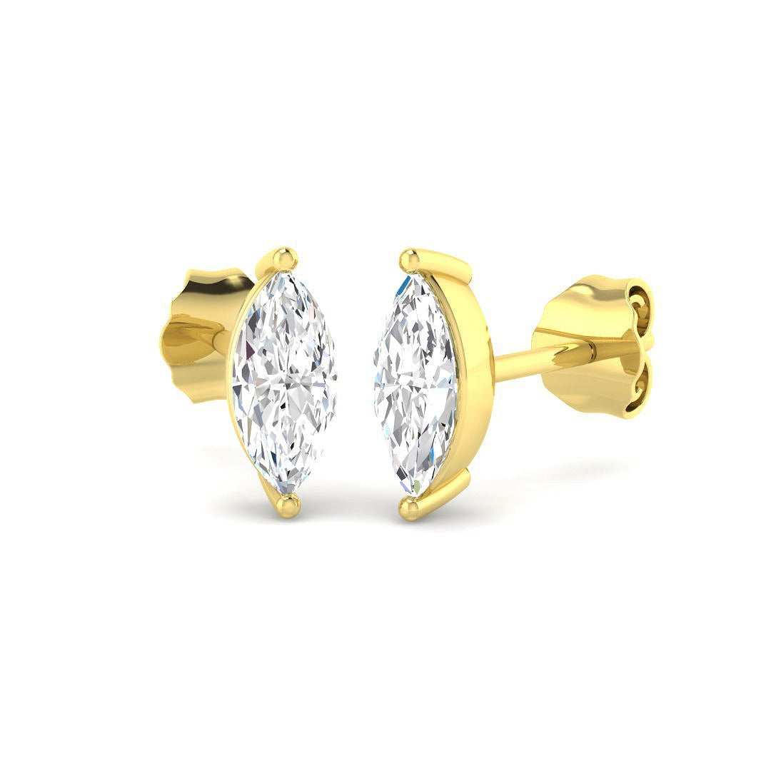 Stud Earrings with Marquise Cut Diamond Solitaire - 0.5ct in 10K/14K gold and platinum with certified lab-grown or natural diamonds