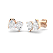 Stud Earrings with Pear Cut Diamond Toi et Moi Cluster - 1ct in 10K/14K gold and platinum with certified lab-grown or natural diamonds