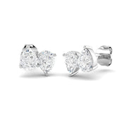 Stud Earrings with Pear Cut Diamond Toi et Moi Cluster - 1ct in 10K/14K gold and platinum with certified lab-grown or natural diamonds