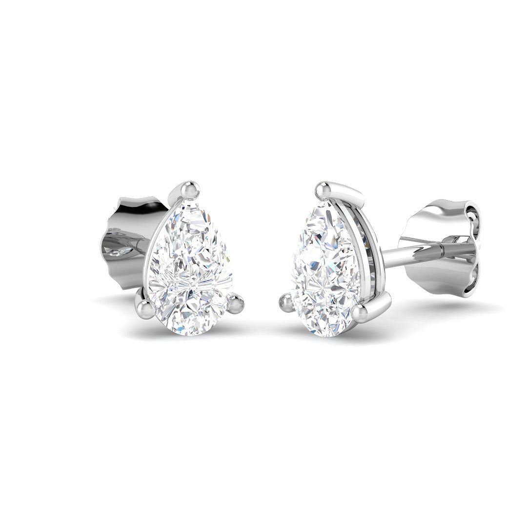 Stud Earrings with Pear Cut Diamond Solitaire - 0.5ct in 10K/14K gold and platinum with certified lab-grown or natural diamonds