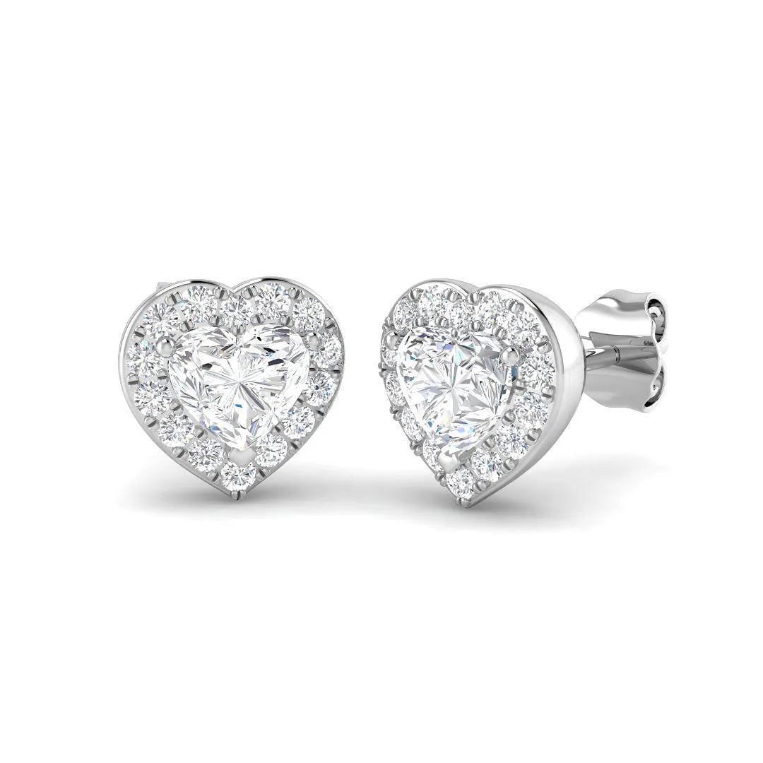 Natural/Lab Grown Diamond Halo Earring /Hallmarked in 10K/14K gold and platinum with certified lab-grown or natural diamonds