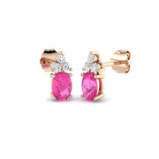 Oval Pink Sapphire Diamond Stud Earrings in 10K/14K gold and platinum with certified lab-grown or natural diamonds