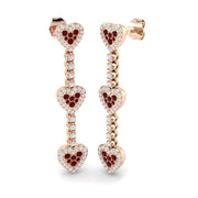 Round Cut Ruby Gemstone Drop Earrings in Heart Style in 10K/14K gold and platinum with certified lab-grown or natural diamonds