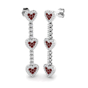 Round Cut Ruby Gemstone Drop Earrings in Heart Style in 10K/14K gold and platinum with certified lab-grown or natural diamonds