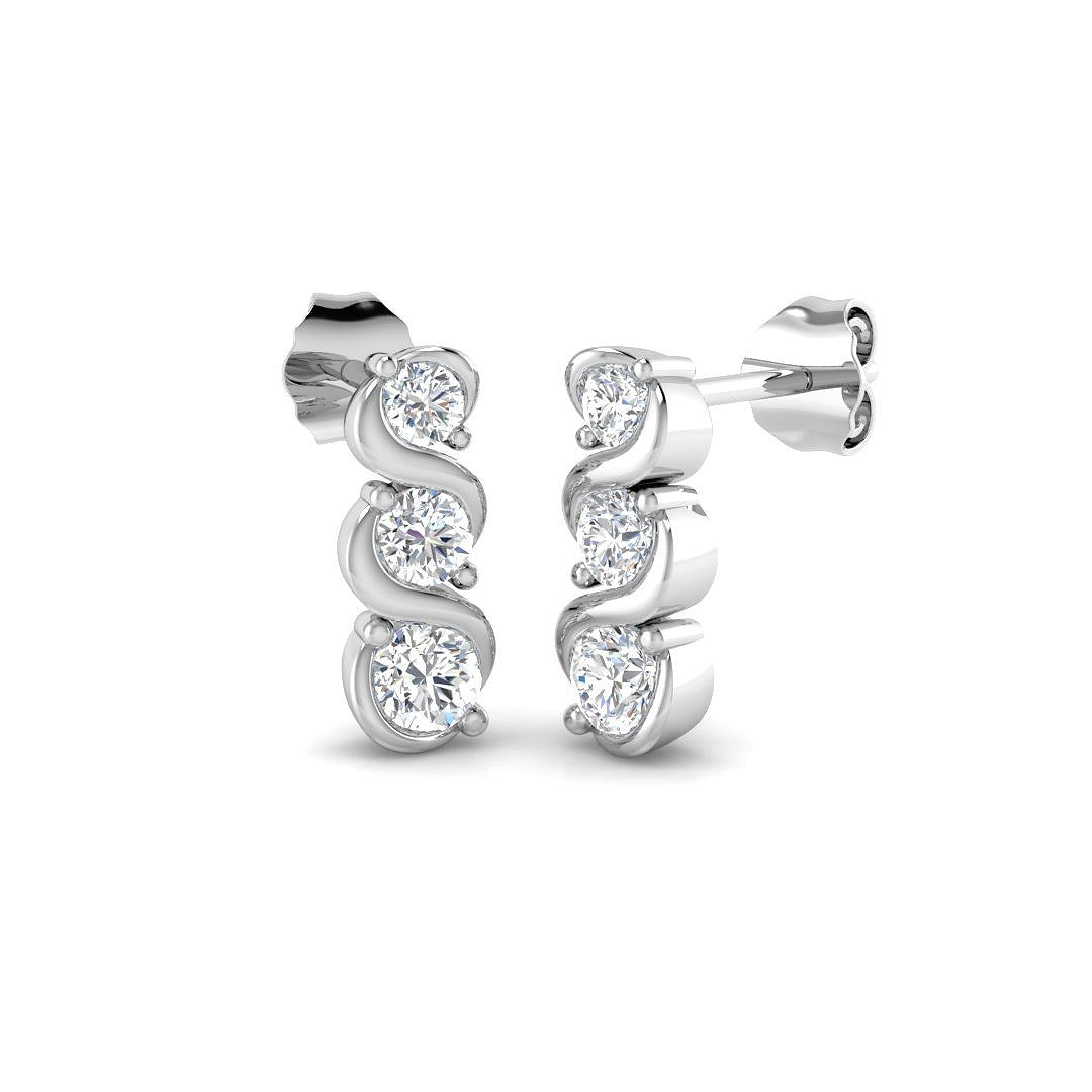 Ulwyn 0.5ct Gold Drop & Trilogy Diamond Earrings - Luxury Jewelry in 10K/14K gold and platinum with certified lab-grown or natural diamonds