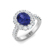 Oval Tanzanite Diamond Engagement Ring - UK Hallmarked Jewellery in 10K/14K gold and platinum with certified lab-grown or natural diamonds