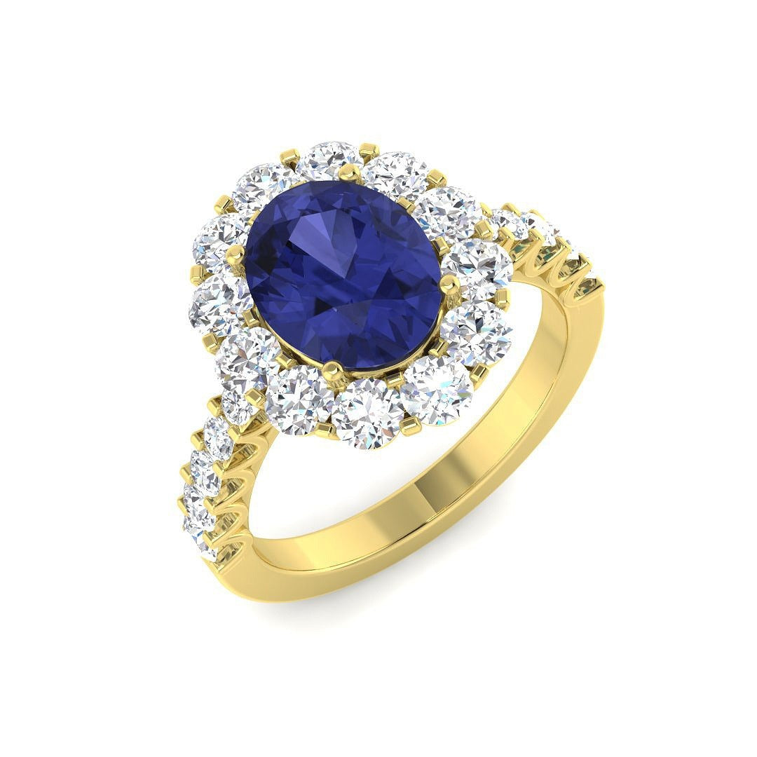 Oval Tanzanite Diamond Engagement Ring - UK Hallmarked Jewellery in 10K/14K gold and platinum with certified lab-grown or natural diamonds