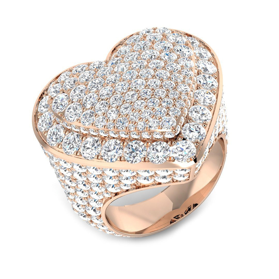 Luxury Heart Pave Diamond Dress Ring in 10K/14K gold and platinum with certified lab-grown or natural diamonds