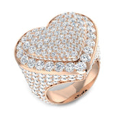Luxury Heart Pave Diamond Dress Ring in 10K/14K gold and platinum with certified lab-grown or natural diamonds