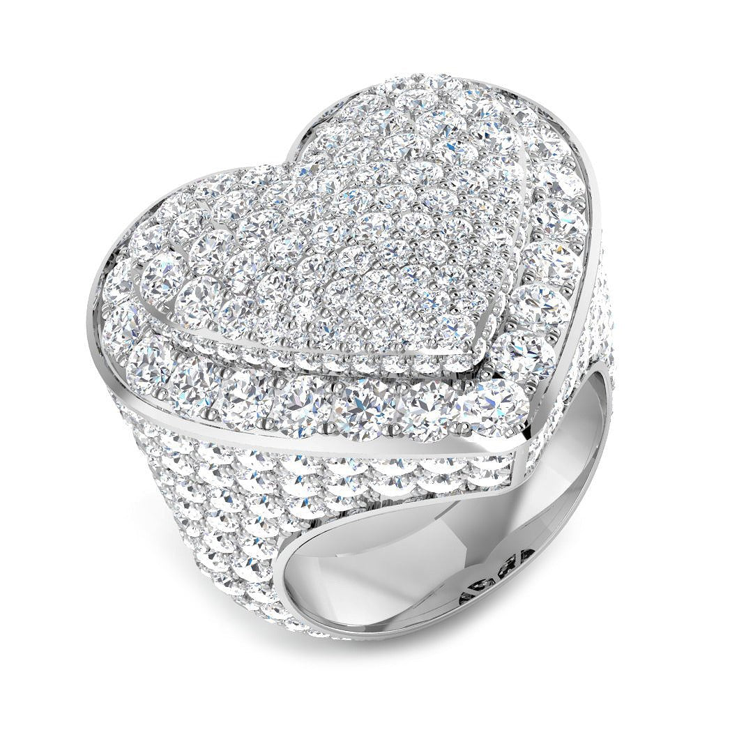 Luxury Heart Pave Diamond Dress Ring in 10K/14K gold and platinum with certified lab-grown or natural diamonds